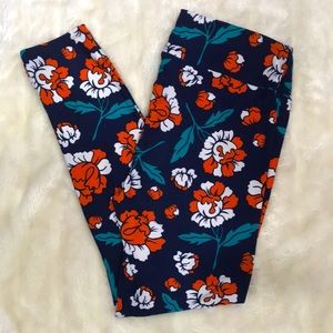 White & orange floral LuLaRoe TC leggings